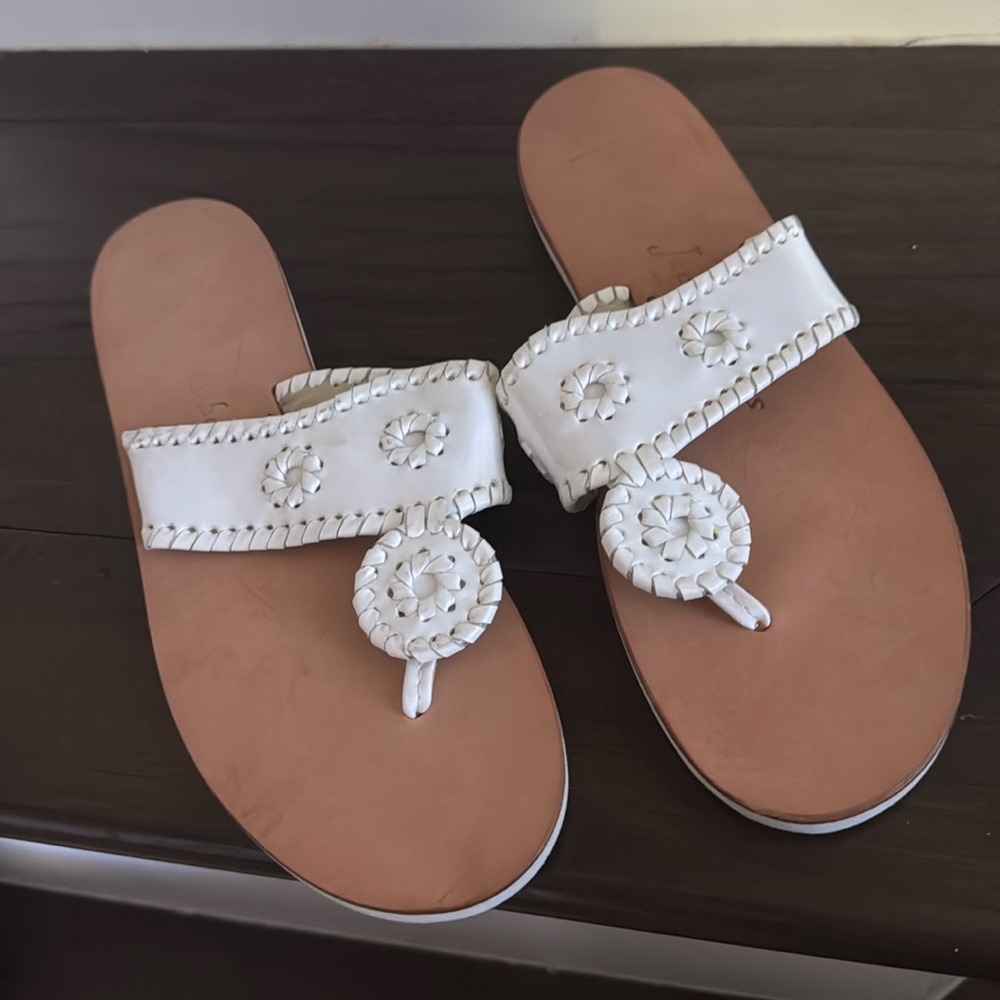 White Jack Rogers Flip Flops
